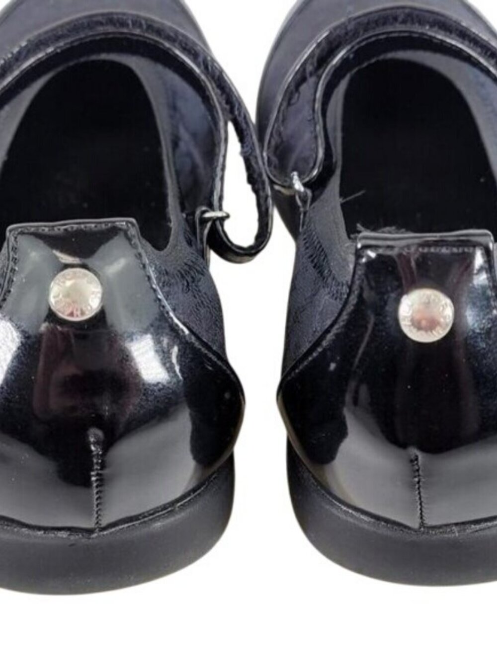 Michael Kors Amber Meg Black Leather Ballerina Flats Mary Janes Bucked size 36 - Picture 3 of 8